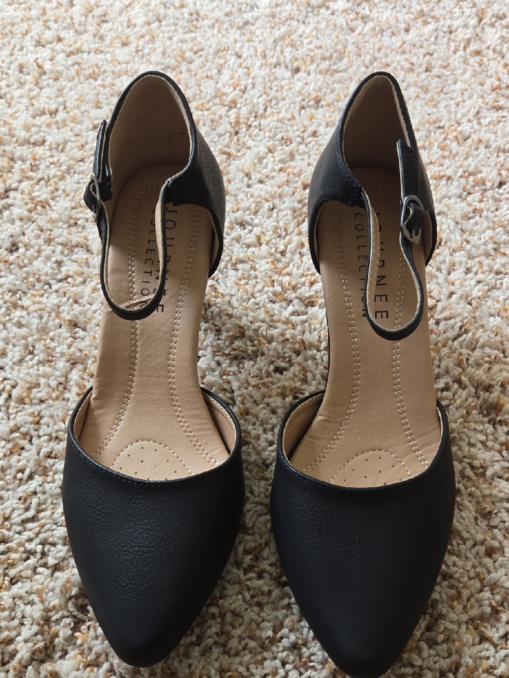 Classic Black Pointed Ankle-Strap Heels